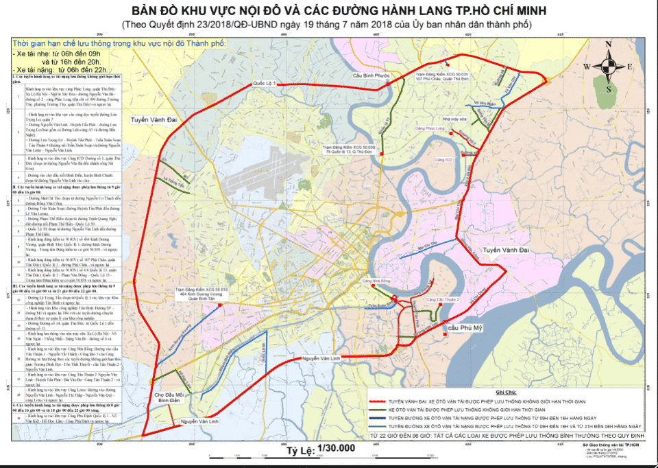 Bản đồ quy định các tuyến đường cấm tải TPHCM theo quyết định mới nhất