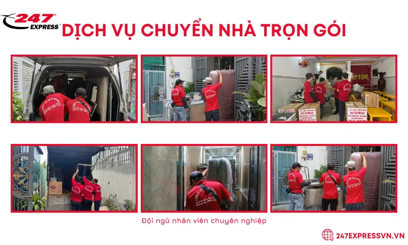 Nhân viên 247Express đang vận chuyển nhà cho khách hàng tại quận Tân Phú